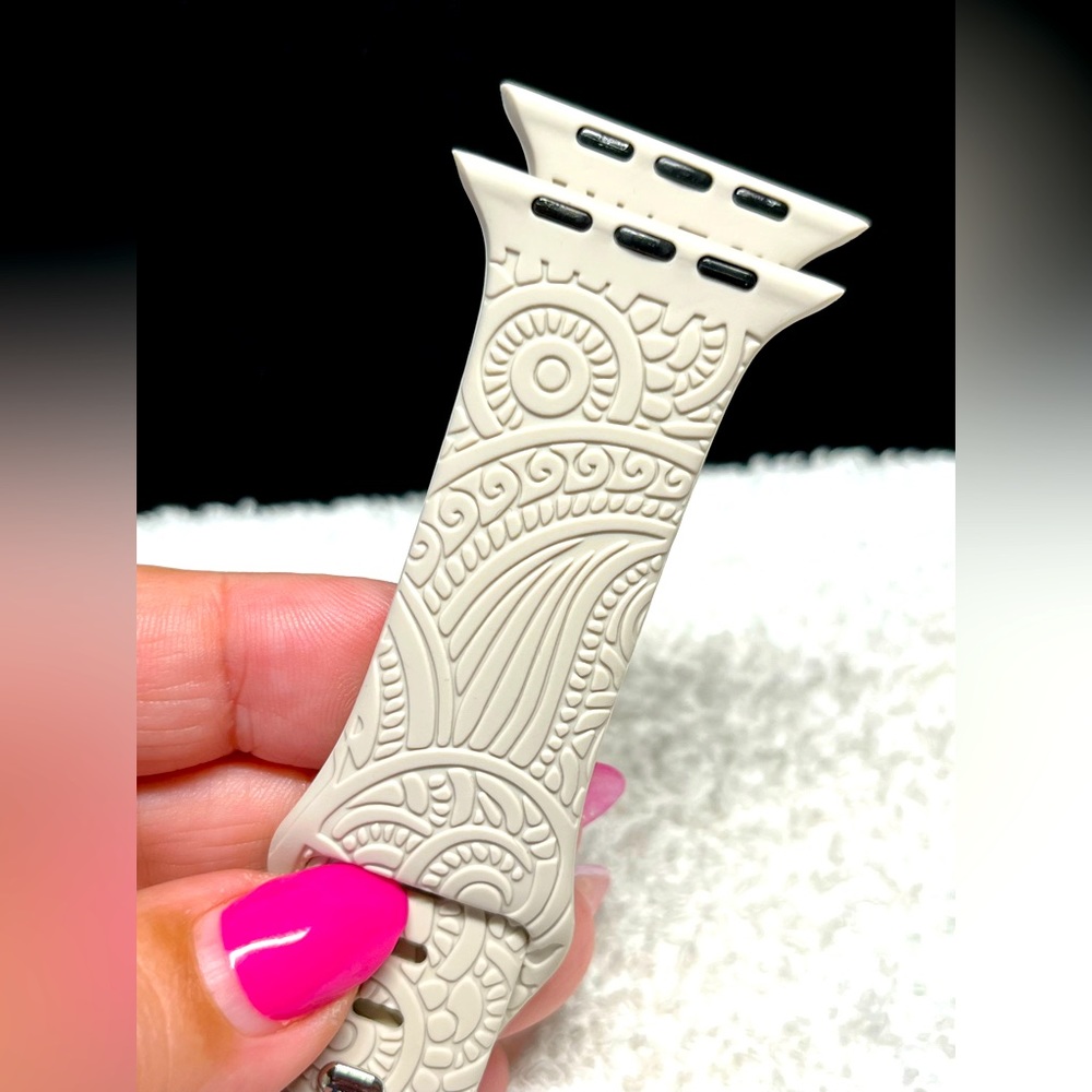 42mm/44mm/45mm Apple Watch strap engraved/stone color-NWOT engraved tribal theme